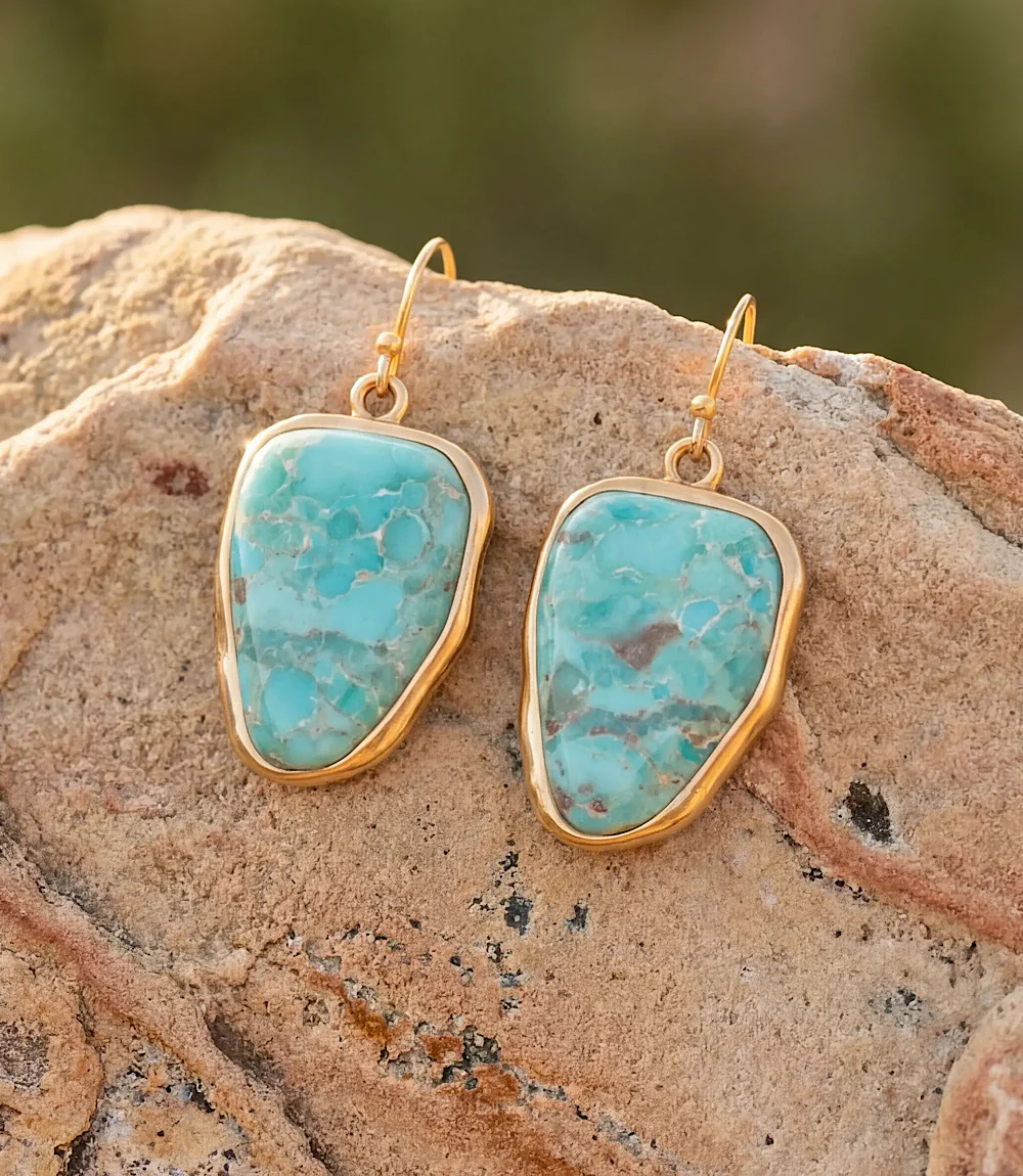 Turquoise Golden Drop Earrings
