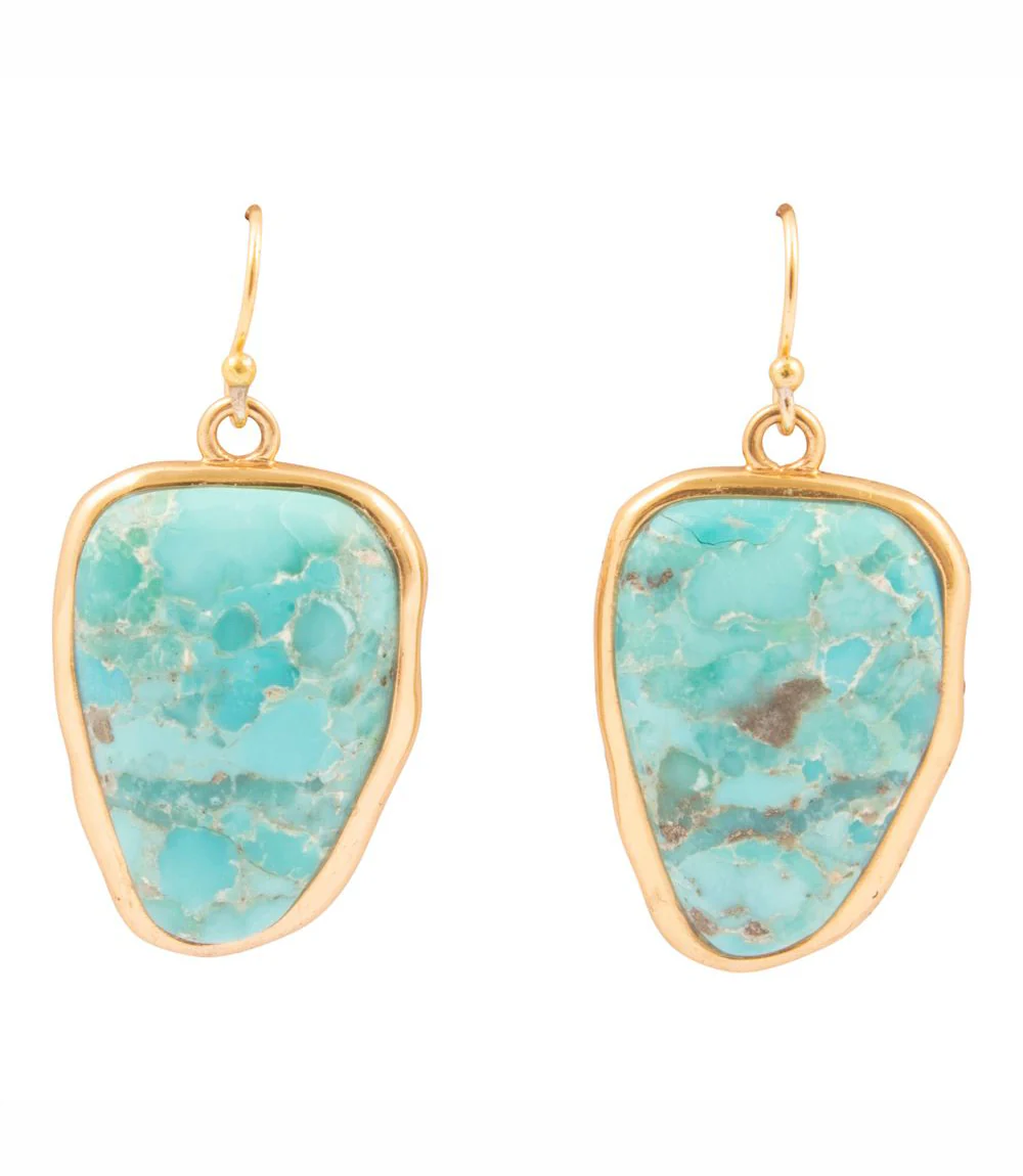 Turquoise Golden Drop Earrings - Image 2