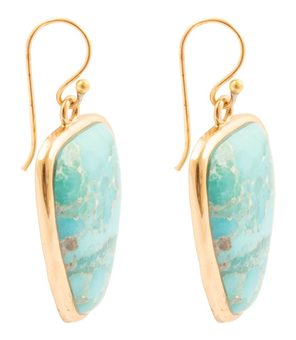 Turquoise Golden Drop Earrings - Image 5