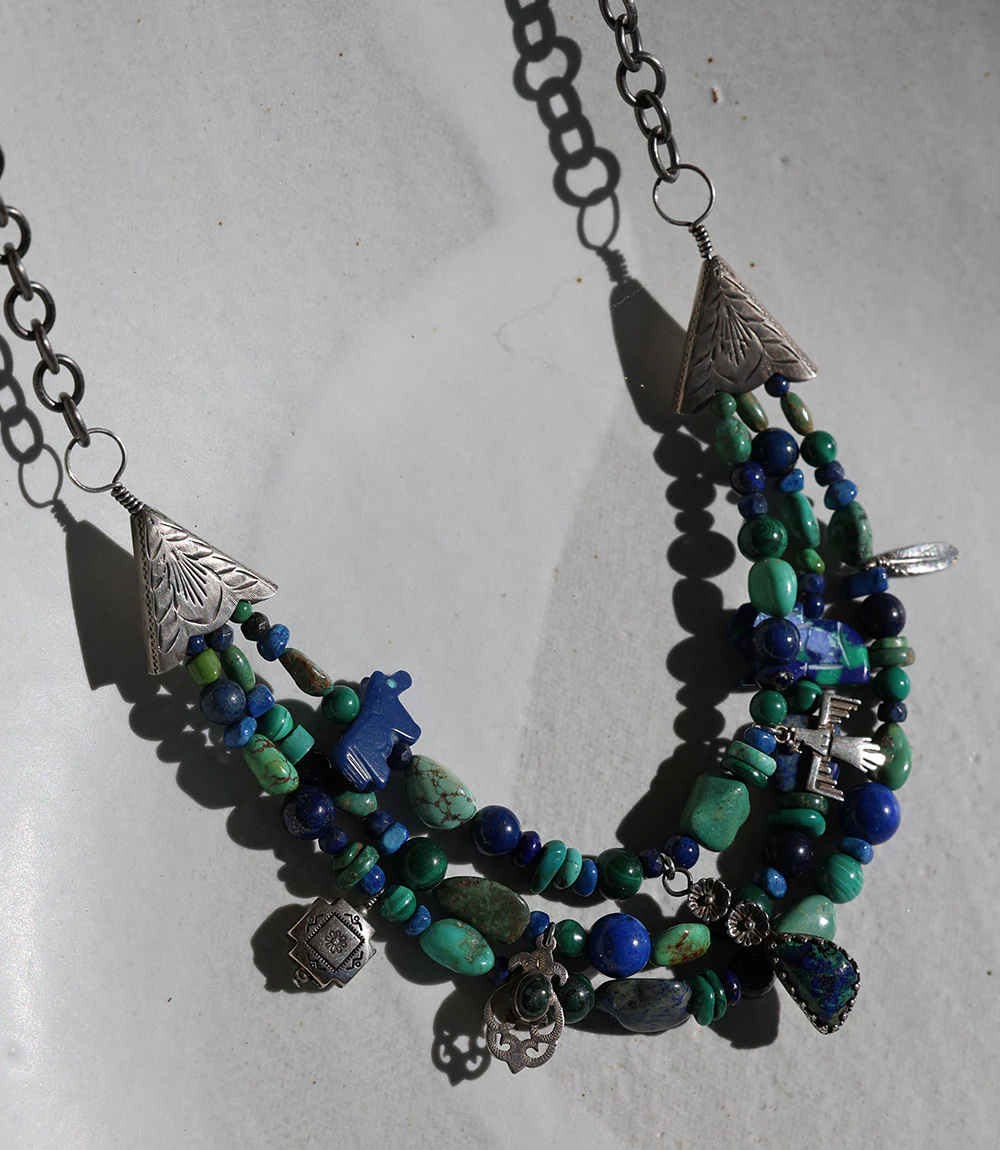 Turquoise, Lapis, Malachite, Multi Strand Necklace - Image 10