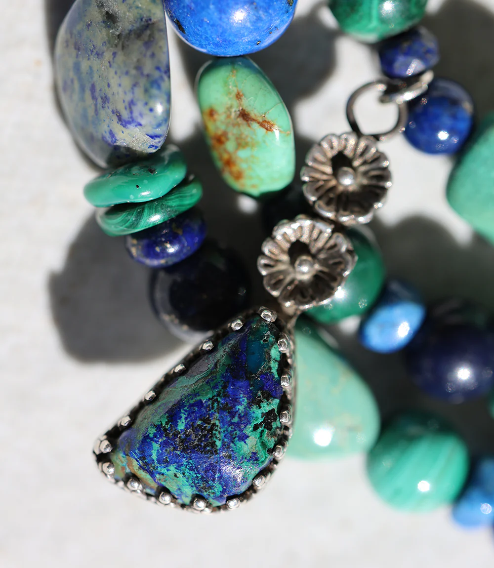Turquoise, Lapis, Malachite, Multi Strand Necklace - Image 7