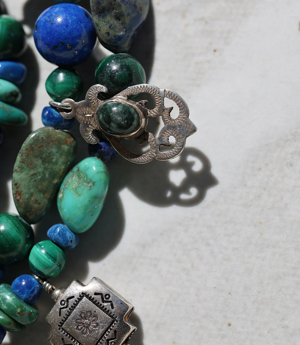 Turquoise, Lapis, Malachite, Multi Strand Necklace - Image 9