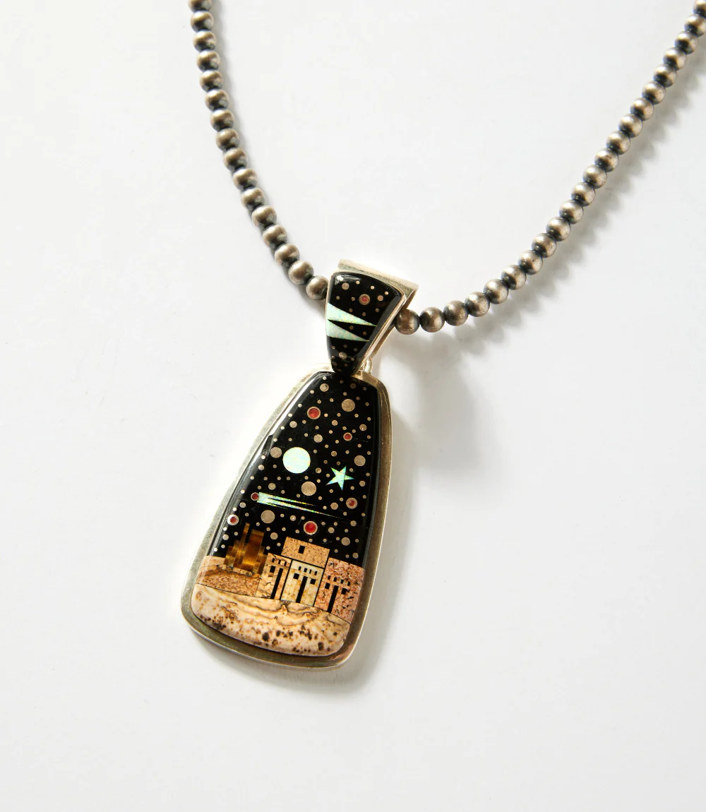 Vintage Zuni Night Sky Pueblo Inlay Necklace - Image 2