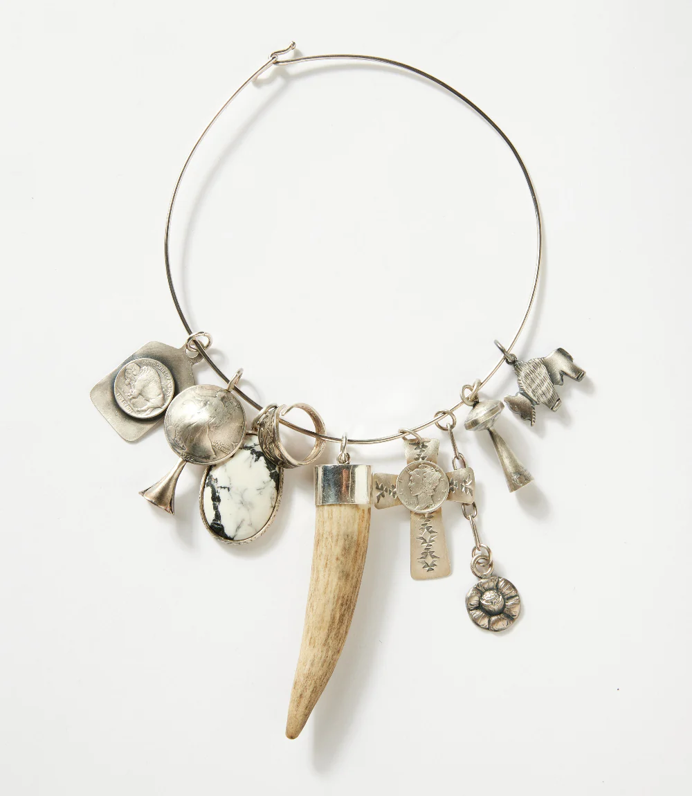 White Buffalo, Horn, Mercury Dime, Charm Necklace - Image 2