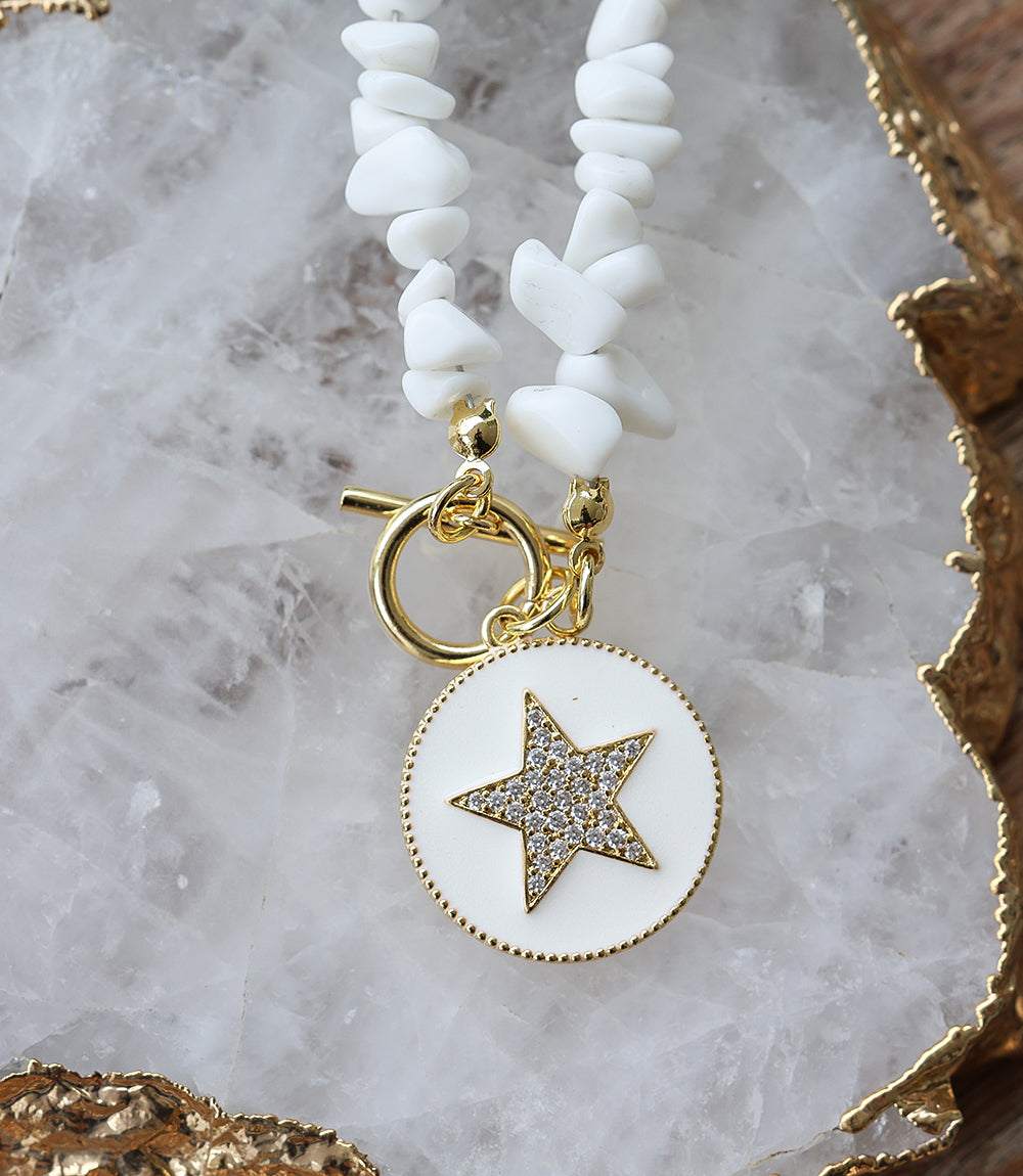 White Jade Star Pendant Necklace - Image 2
