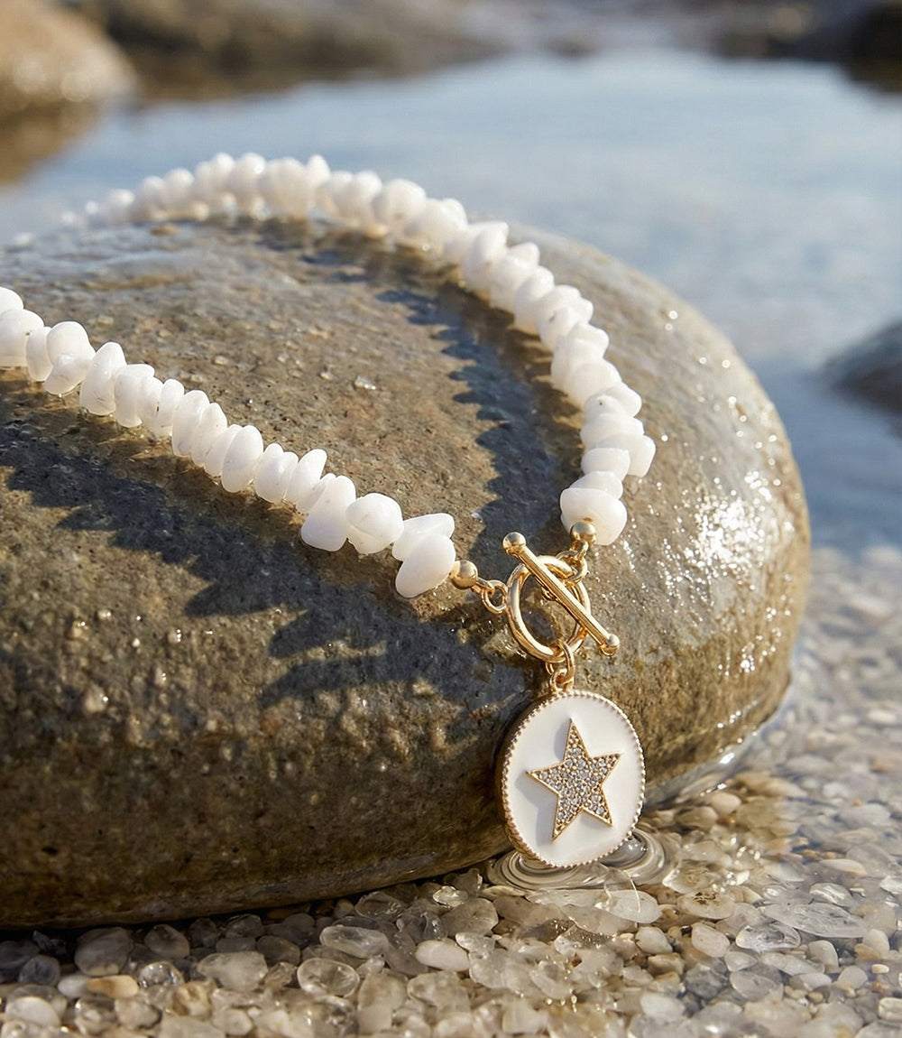 White Jade Star Pendant Necklace - Image 4