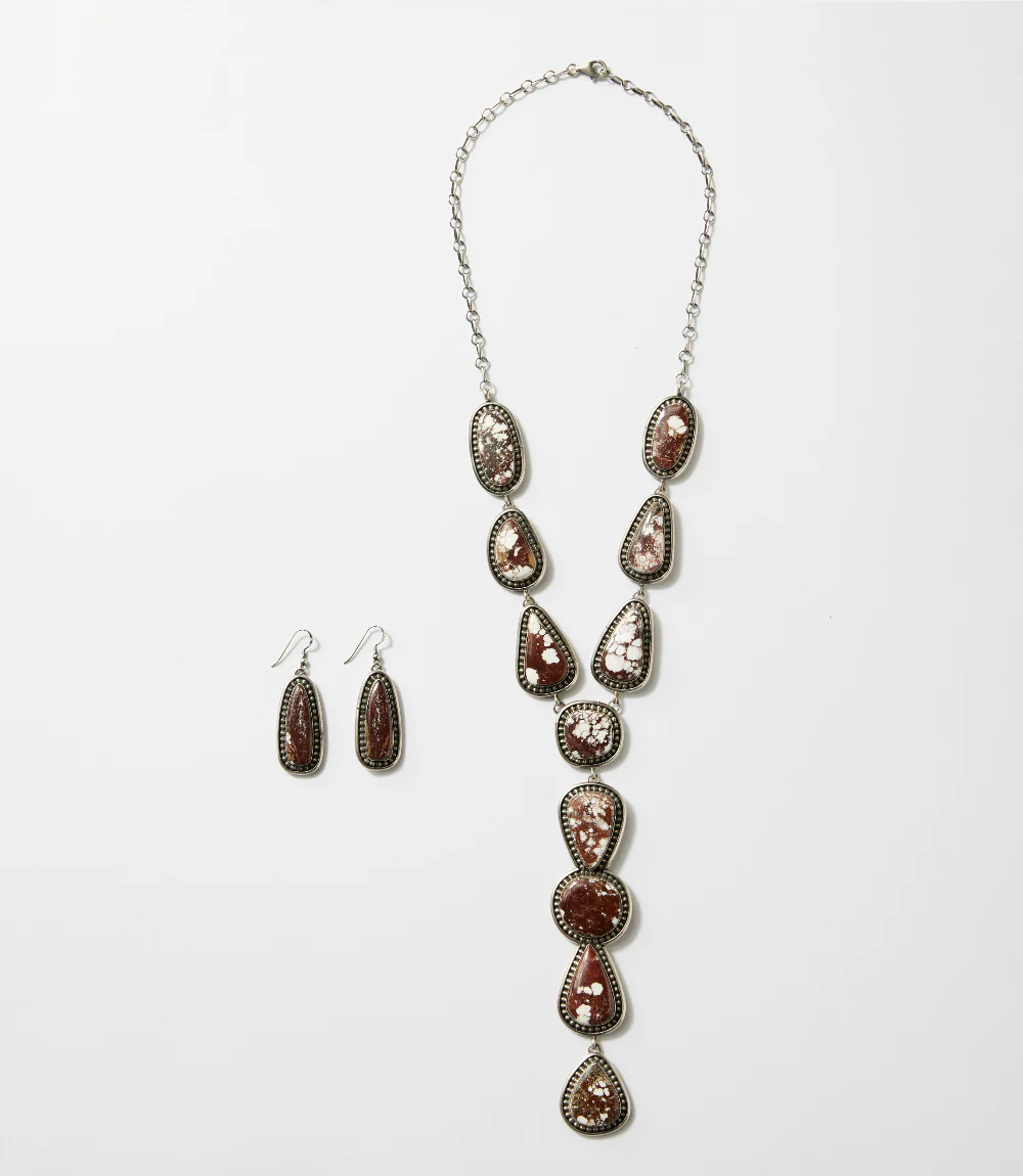 Wild Horse Turquoise Lariat Necklace & Earring Set - Image 2
